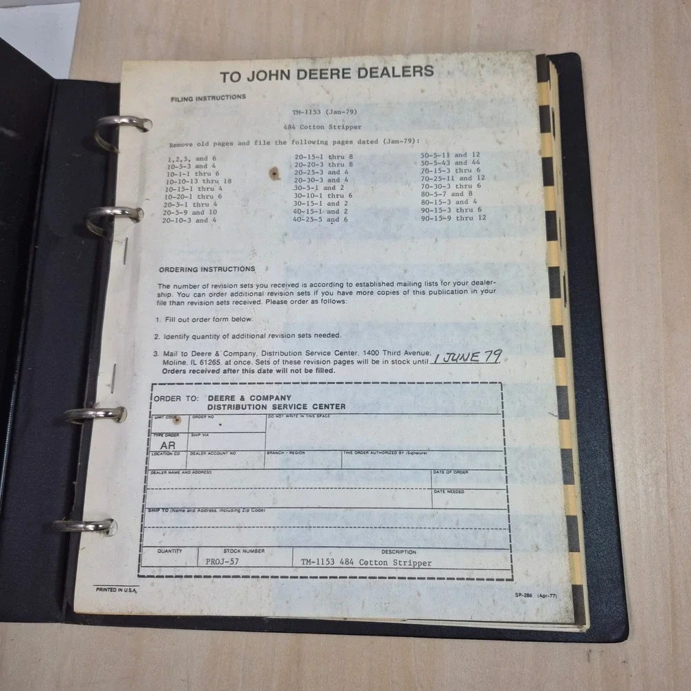 John Deere 484 Cotton Stripper Technical Manual TM-1153 Jan-79 Service‎ Repair